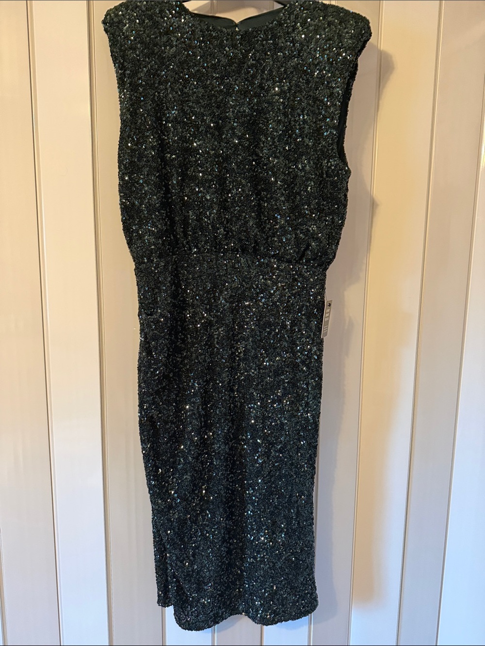 Express Dark Green Sequin Midi Dress